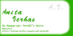 anita verhas business card